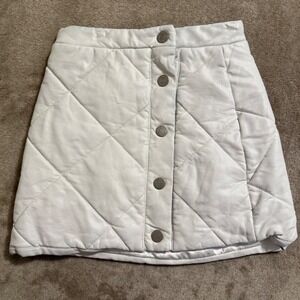 Habitual Kids Girls White Quilted Faux Leather Button Front Mini Skirt Size 7/8
